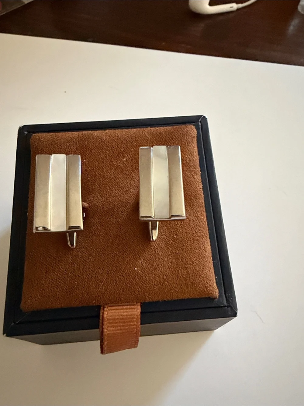 Silver Rectangular Men’s Cufflinks - Sleek Modern Design